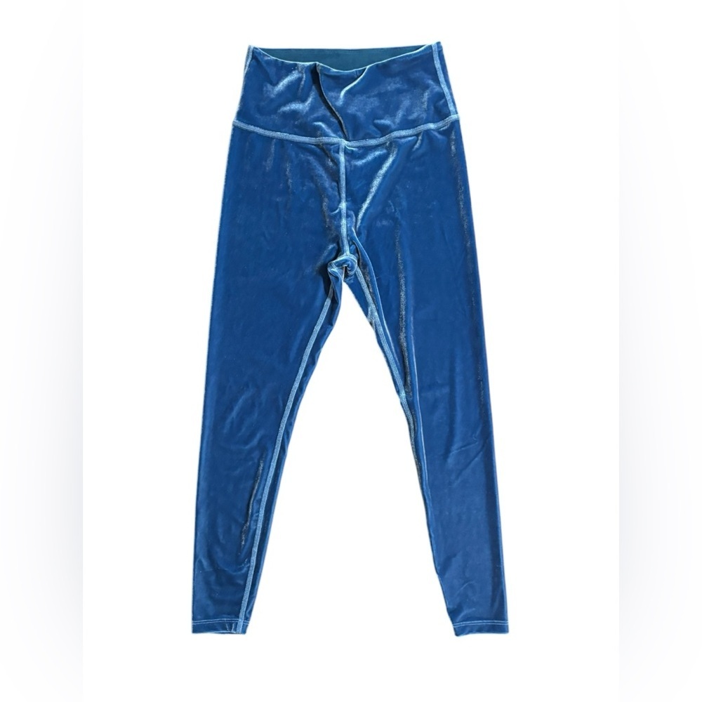 Beyond Yoga Blue Leggings High Waist Stretch velvet